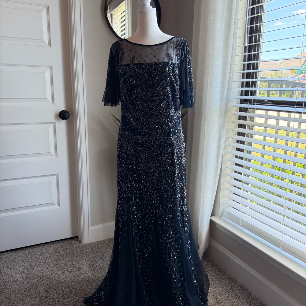 Elegant Black Beaded Gown - Adrianna Papell